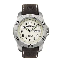 Timex® Expedition® Elevated Mens Brown Leather Strap Watch T466819J