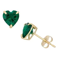 Lab Created Green Emerald 10K Gold 6.1mm Stud Earrings