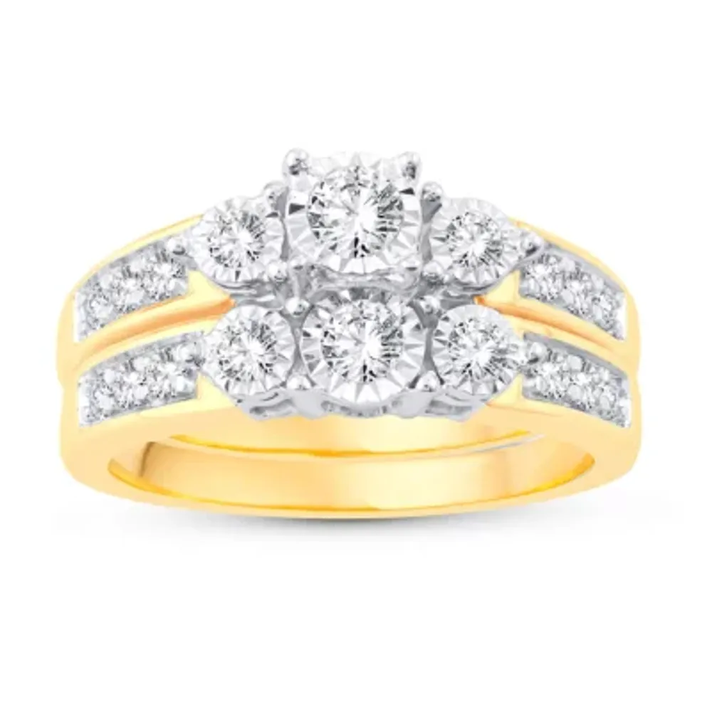 Womens 5/8 CT. T.W. Natural White Diamond 10K Gold Round Bridal Set