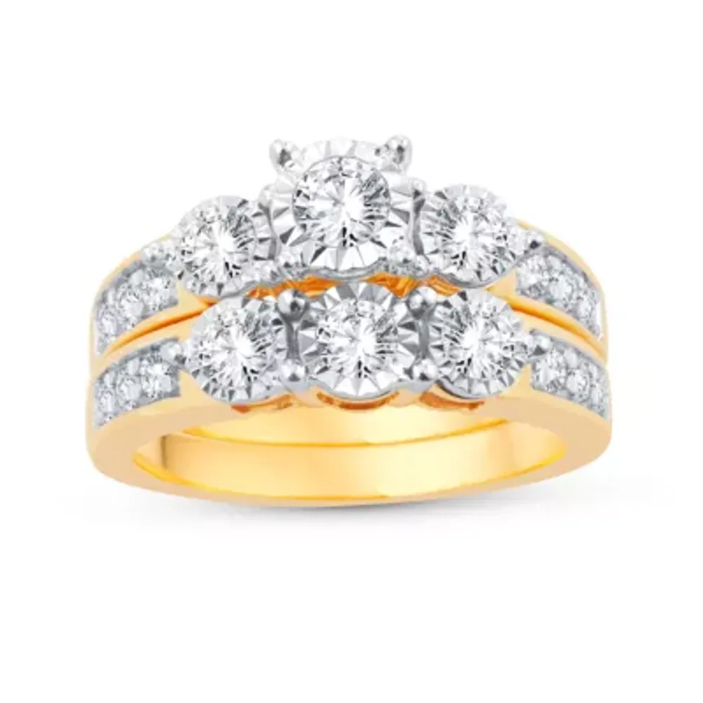 Womens 1 1/4 CT. T.W. Natural White Diamond 10K Gold Round Bridal Set