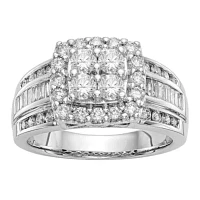 Womens 1 3/8 CT. T.W. Natural White Diamond 14K Gold Cushion Engagement Ring