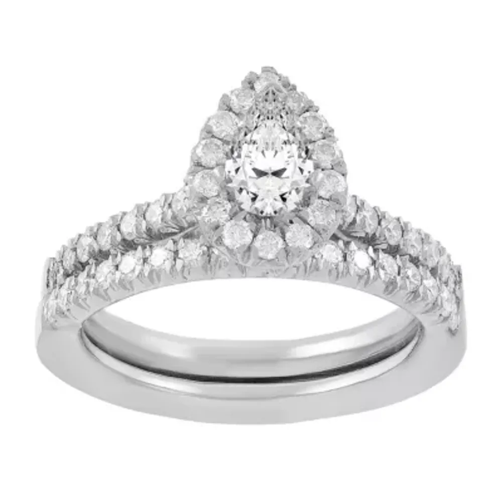 Womens 3/4 CT. T.W. Natural White Diamond 14K Gold Pear Bridal Set