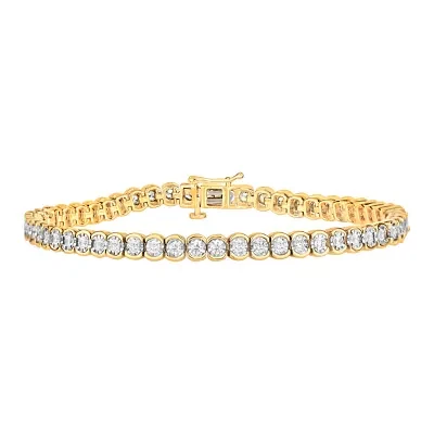 2 CT. T.W. Genuine White Diamond 10K Two Tone Gold Tennis Bracelet