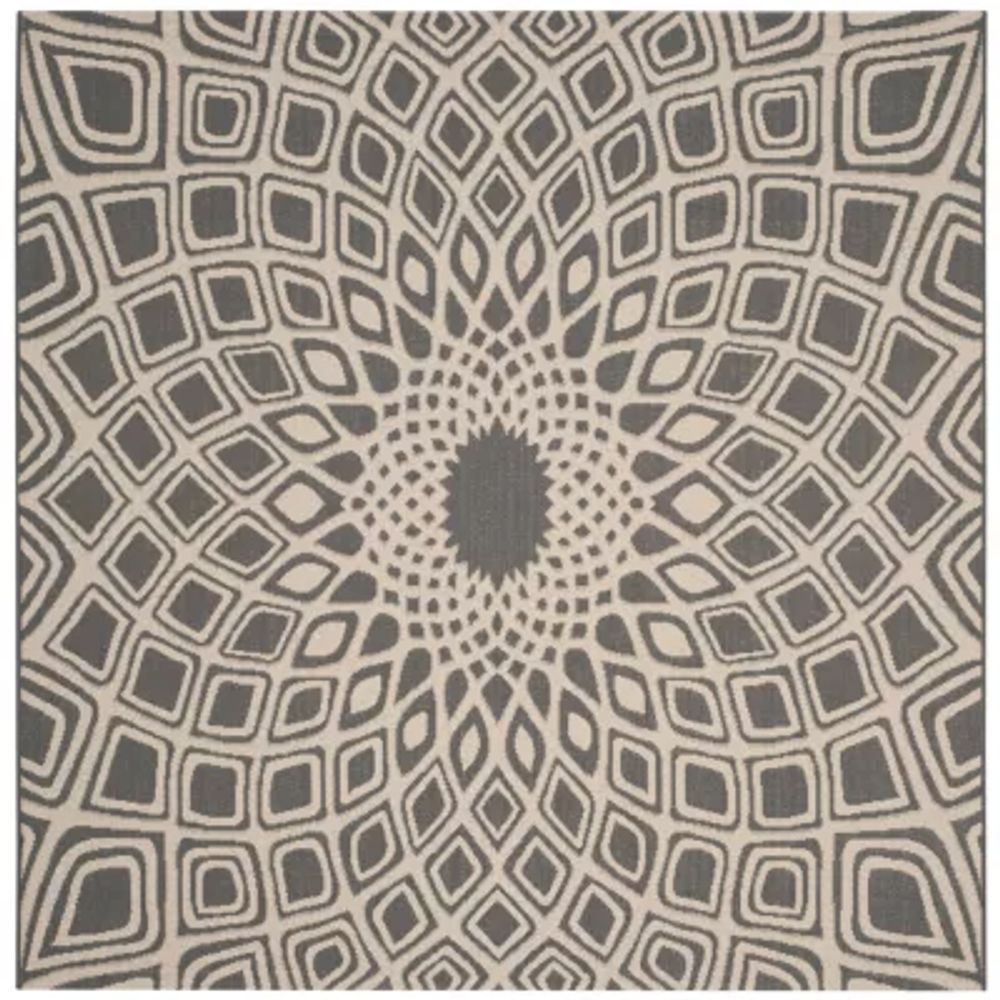 Safavieh Courtyard Collection Jacinth Geometric Indoor/Outdoor Square Area Rug