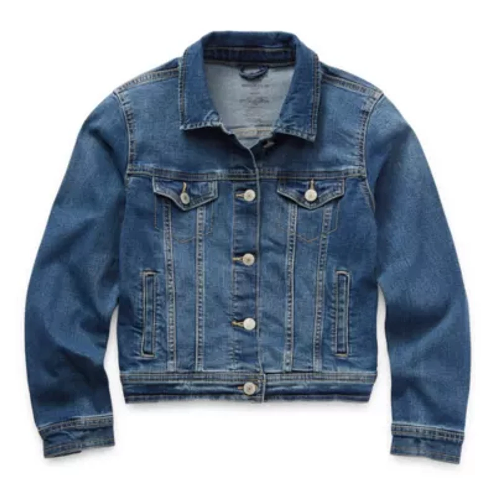 Arizona Little & Big Girls Denim Lightweight Jacket