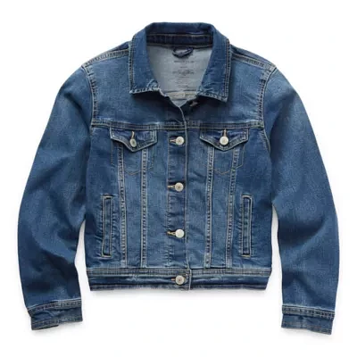 Arizona Little & Big Girls Denim Lightweight Jacket