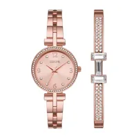 Geneva Ladies Womens Crystal Accent Rose Goldtone 2-pc. Watch Boxed Set Fmdjset068