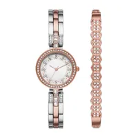 Geneva Ladies Womens Crystal Accent Two Tone 2-pc. Watch Boxed Set Fmdjset069