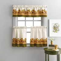 CHF Sunflower Garden 3-pc. Rod Pocket Kitchen Curtain Window Set