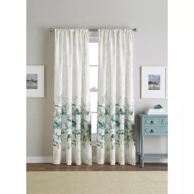 CHF Watercolor Floral Light-Filtering Rod Pocket Single Curtain Panel