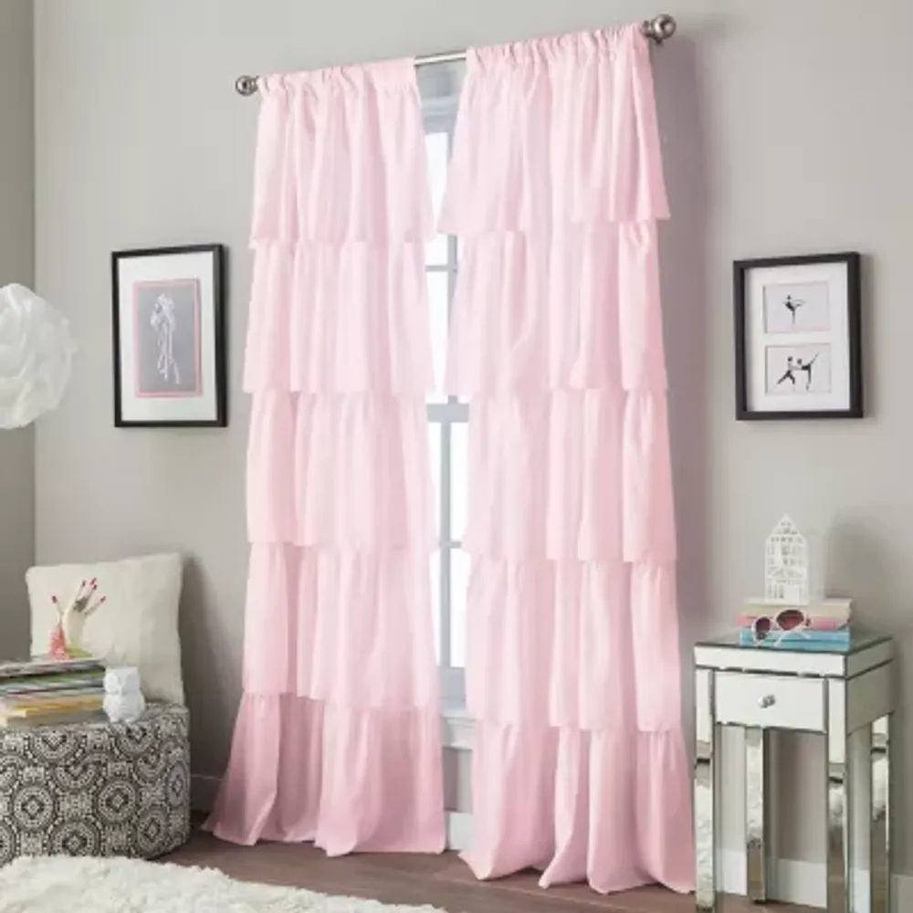 CHF Flounced Light-Filtering Rod Pocket Single Curtain Panel