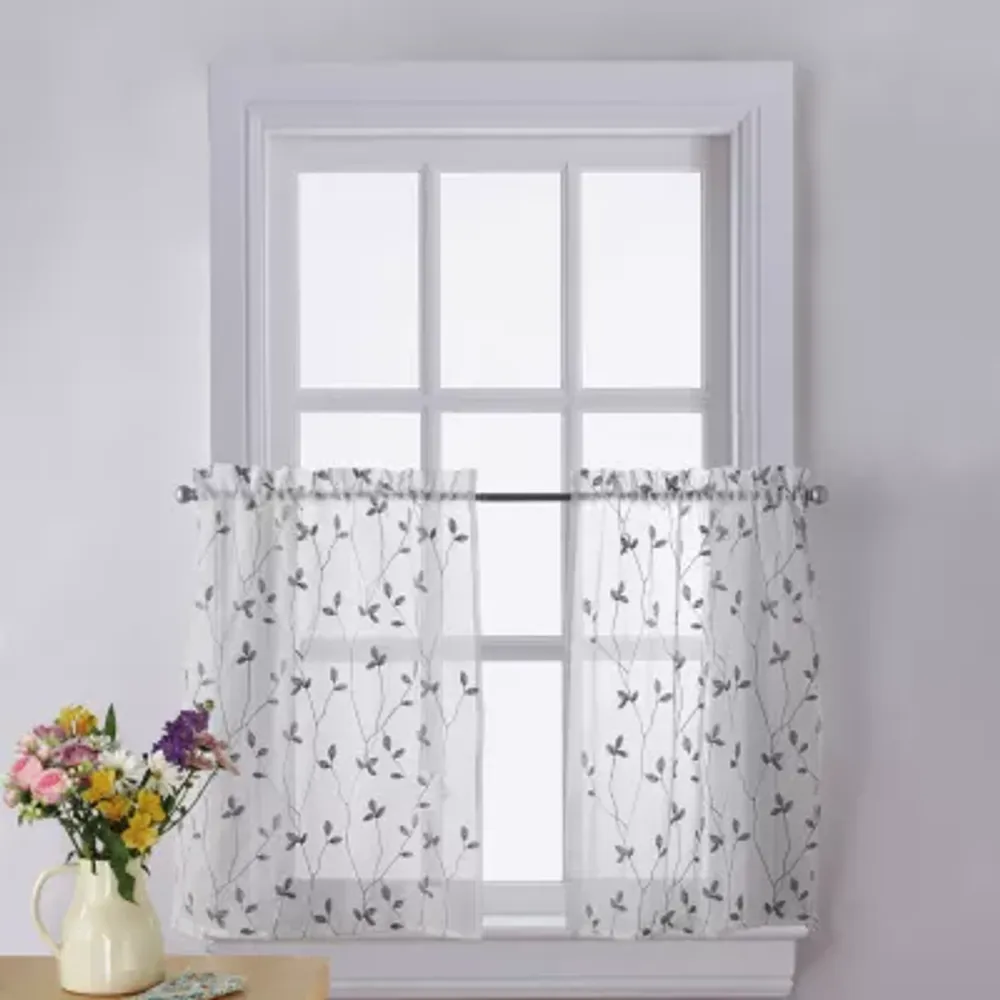 CHF Botanical Embroidery 2-pc. Rod Pocket Window Tier