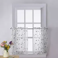 CHF Botanical Embroidery 2-pc. Rod Pocket Window Tier