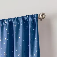 CHF Starry Night Embellished Light-Filtering Rod Pocket Single Curtain Panel