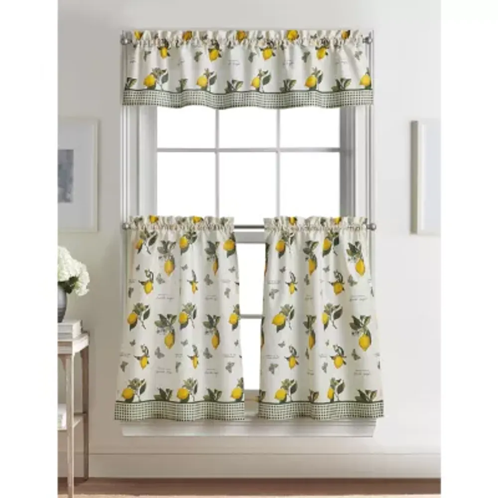 CHF Vintage Lemon 3-pc. Rod Pocket Kitchen Curtain Window Set