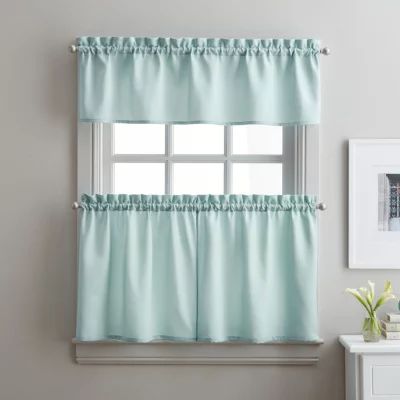 CHF Solid Twill 3-pc. Rod Pocket Kitchen Curtain Window Set