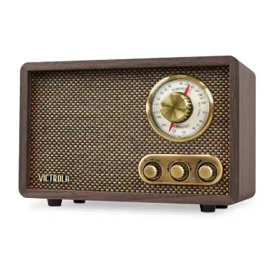 Victrola VRS-2800 Retro Wood Bluetooth AM/FM Radio with Rotary Dial