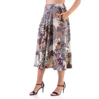 24seven Comfort Apparel Womens Mid Rise Midi A-Line Skirt