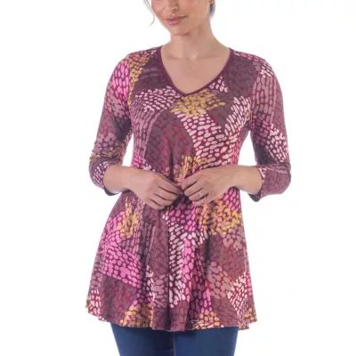 24seven Comfort Apparel Maternity Womens Scoop Neck Long Sleeve Tunic Top