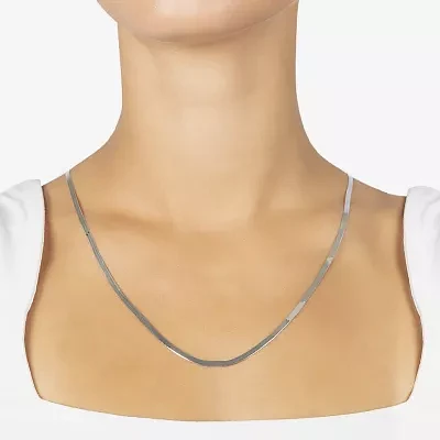 Silver Treasures Made Italy Sterling 16-30" Herringbone Chain Necklace