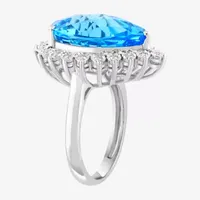 Effy Final Call Womens 1/5 CT. T.W. Genuine Blue Topaz 14K White Gold Cocktail Ring
