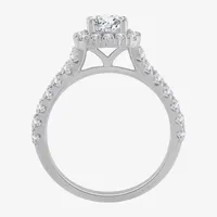 Signature By Modern Bride (H-I / Si2-I1) Womens 2 CT. T.W. Lab Grown White Diamond 10K White Gold Cushion Halo Engagement Ring