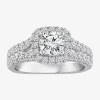 Signature By Modern Bride (H-I / Si2-I1) Womens 2 CT. T.W. Lab Grown White Diamond 10K White Gold Cushion Halo Engagement Ring