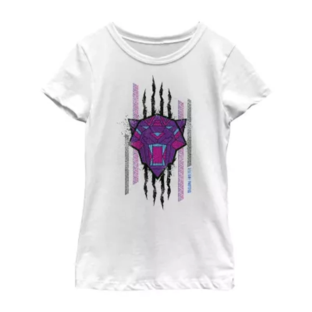 Little & Big Girls Crew Neck Short Sleeve Black Panther Graphic T-Shirt