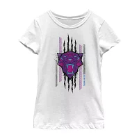 Little & Big Girls Crew Neck Short Sleeve Black Panther Graphic T-Shirt