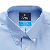 Stafford Coolmax Mens Regular Fit Stretch Fabric Wrinkle Free Long Sleeve Dress Shirt