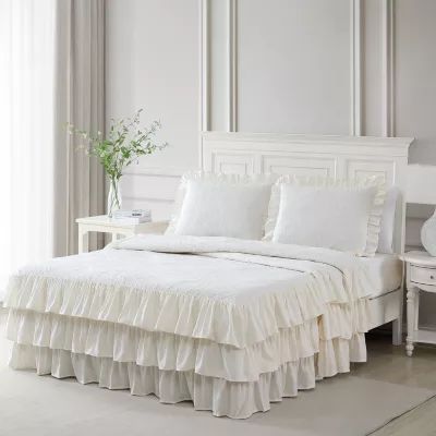 Beatrice Home Fashions Triple Ruffle Bedspread Set