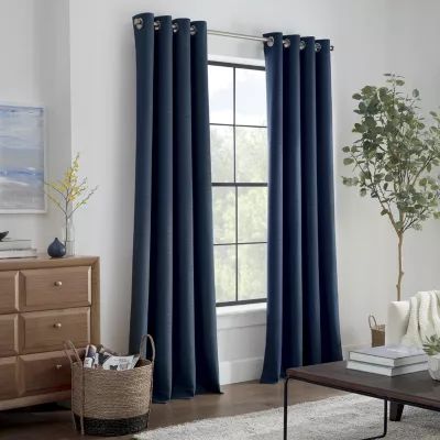 Linden Street Gwen Basketweave Grommet Top Light-Filtering Single Curtain Panels