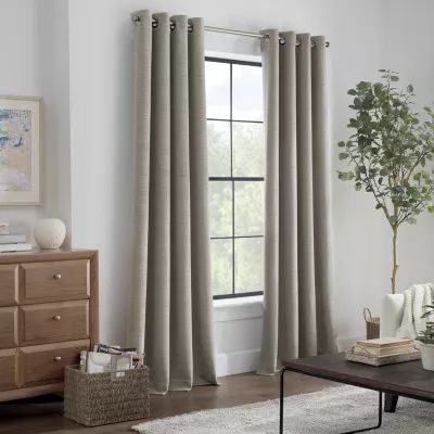 Linden Street Gwen Basketweave Light-Filtering Grommet Top Single Curtain Panel