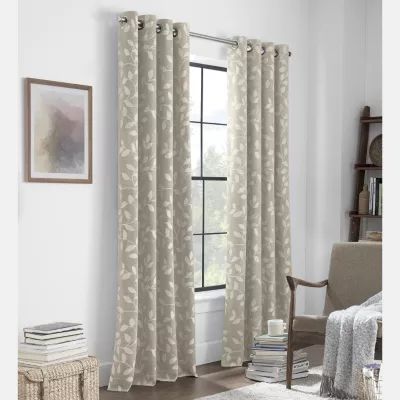 Linden Street Gwen Leaf Light-Filtering Grommet Top Single Curtain Panel