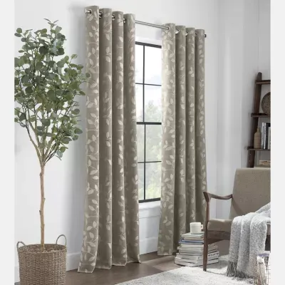 Linden Street Gwen Leaf Light-Filtering Grommet Top Single Curtain Panel