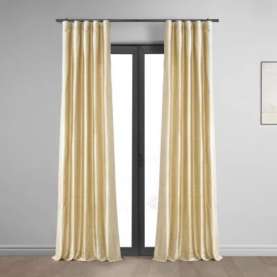 Exclusive Fabrics & Furnishing Textured 100% Dupioni Silk Energy Saving Light-Filtering Rod Pocket Single Curtain Panel