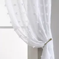 Laura Ashley Drizzle Embroidered Sheer Rod Pocket Set of 2 Curtain Panel