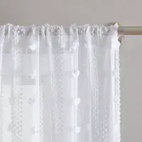 Laura Ashley Drizzle Embroidered Sheer Rod Pocket Set of 2 Curtain Panel