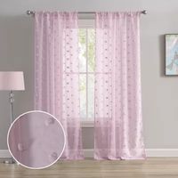 Laura Ashley Penelope Embroidered Sheer Rod Pocket Set of 2 Curtain Panel