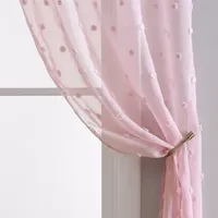 Laura Ashley Penelope Embroidered Sheer Rod Pocket Set of 2 Curtain Panel