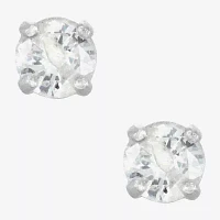 1/5 CT. Natural White Diamond 14K White Gold 3mm Round Stud Earrings