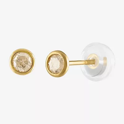 1/5 CT. Natural White Diamond 14K Gold 3mm Round Stud Earrings