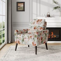 Allyson Mid-Century Modern Small Space Accent Armchair Pastel Floral