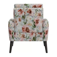 Allyson Mid-Century Modern Small Space Accent Armchair Pastel Floral