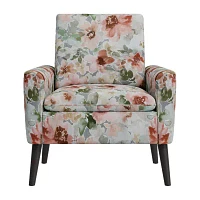 Allyson Mid-Century Modern Small Space Accent Armchair Pastel Floral