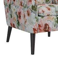 Allyson Mid-Century Modern Small Space Accent Armchair Pastel Floral