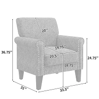 Jean Traditional Rolled Arm Accent Chair with Pewter Nailheads Chenille