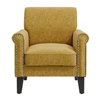 Jean Traditional Rolled Arm Accent Chair with Pewter Nailheads Chenille