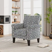 Jean Traditional Rolled Arm Accent Chair with Pewter Nailheads Curly Vine Pattern