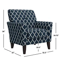 Alex Transitional Flared Arm Accent Chair Trellis Fabric